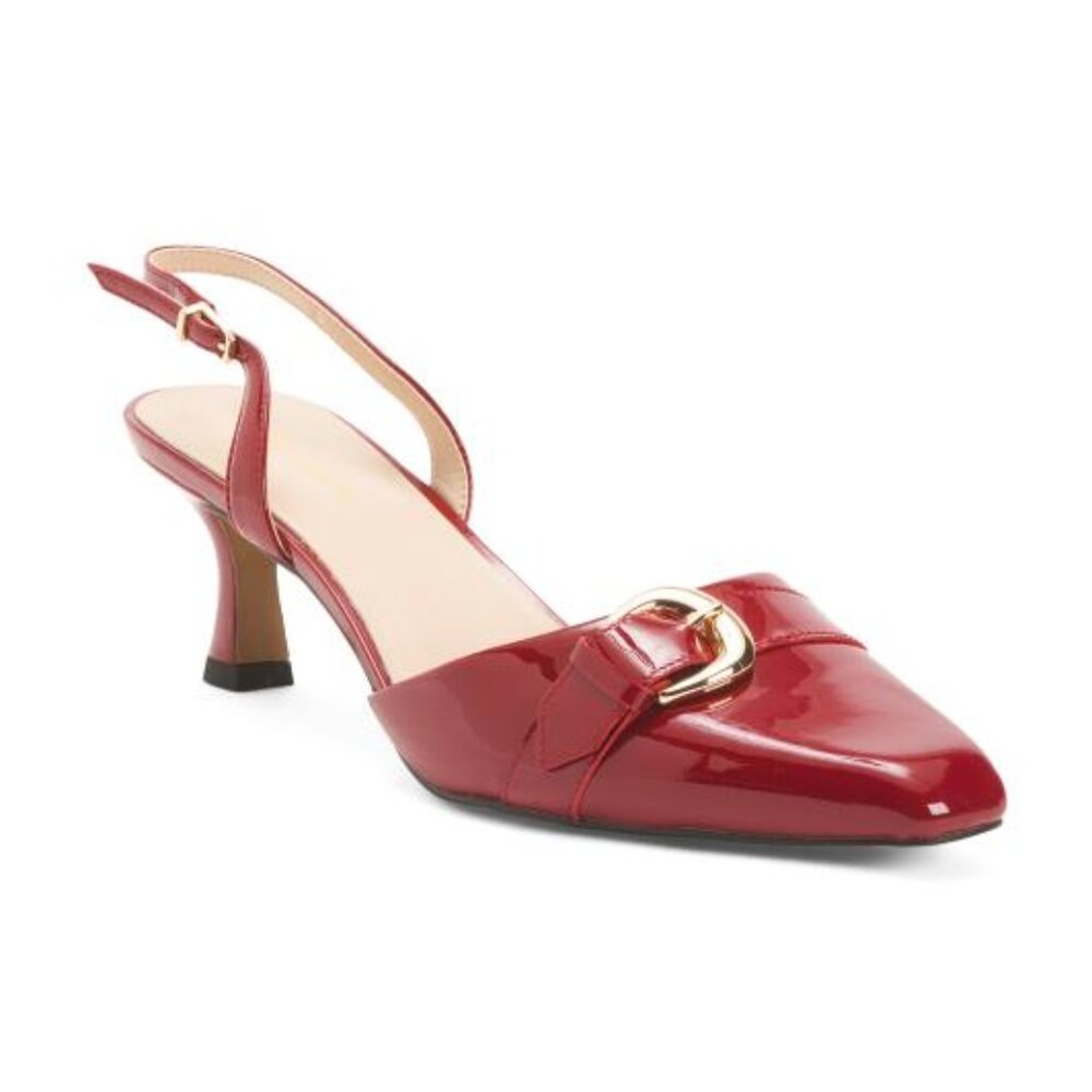 FOR LOVE & LEMONS Patent Leather Marion Buckle Heels